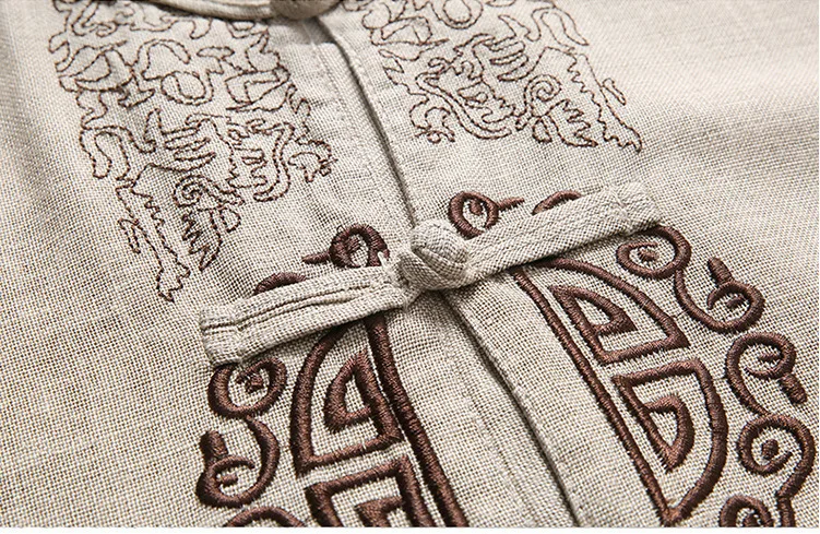 SHENG COCO Hanfu мужской Традиционный китайский национальный костюм хлопок человек с коротким рукавом для отдыха рубашка ушу костюмы вышивка Taiji одежда