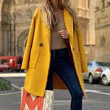 Женское плюшевое пальто из искусственного меха, осенне-зимние толстые теплые пушистые длинные меховые пальто с отворотами, лохматые куртки, пальто, плюс размер, верхняя одежда 30