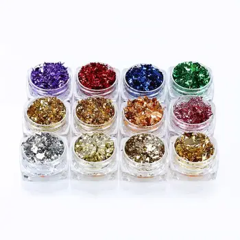 

2020 New 12 Box Gold Silver Foil Paper Sequins Resin Mold Fillings Resin Jewelry Making