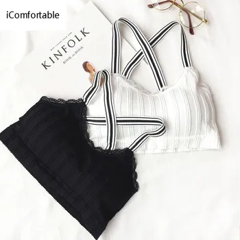 

2020 New Arrival Women Lace Bra Wire Free Black White Beautiful Back No Steel Ring Wrapped Chest Tube Top Underwear