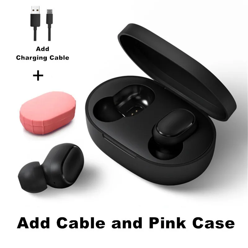 Add Cable Pink Case Оригинальные наушники Xiao mi AirDots Bluetooth 5,0 Youth Edition mi True беспроводные наушники-вкладыши Bluetooth 5,0 TWS Air Dots гарнитура - Цвет: Add Cable Pink Case
