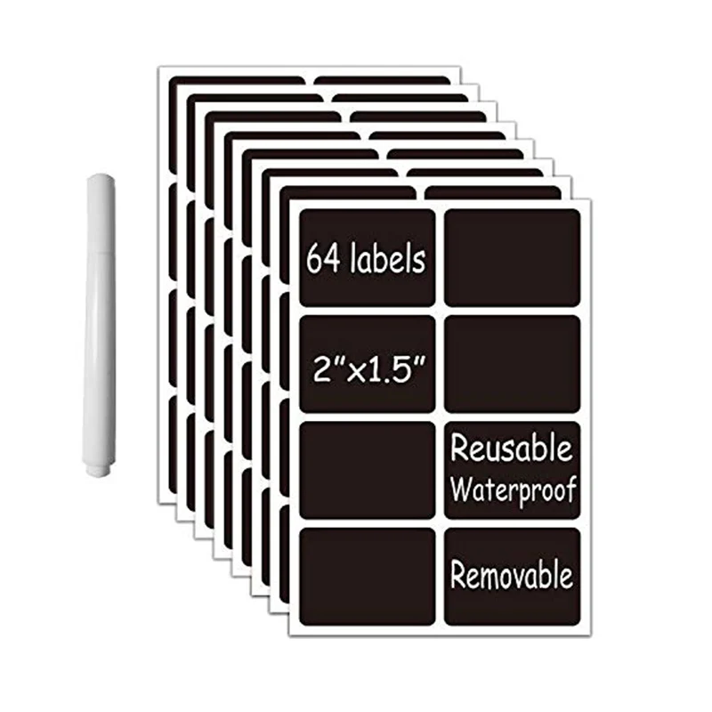

Blackboard Vinyl Label -80pcs/3.8X5cmAdvanced Reusable Blackboard Sticker - Detachable Waterproof Blackboard Label Jar Sticker