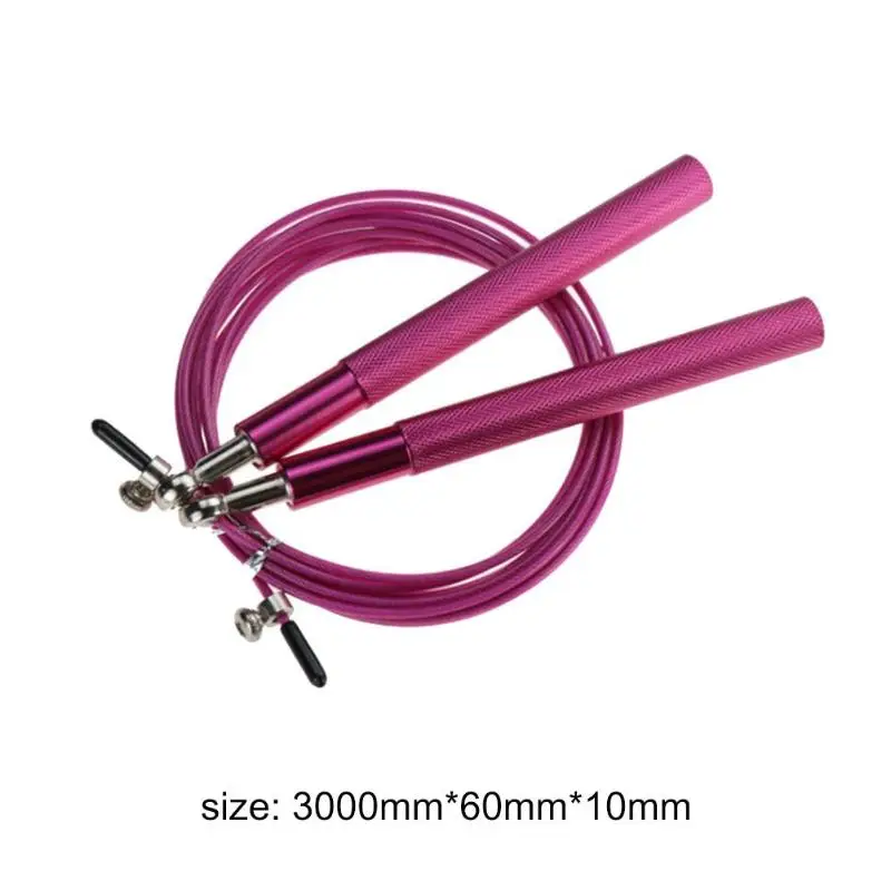 3m High Speed Aerobic Steel Wire Skipping Rope Aluminum Handle Steel Wire Jump Rope Length Adjustable Skip Fitness Equipment - Цвет: Розовый