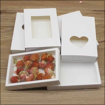

Heart shaped box drawer white paper gifts package boxes black kraft cardboard slide wedding/party gift paper window box suppiles