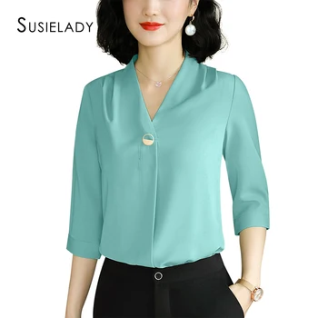 

Women's Casual Half Sleeve Blouse Shirt Top Solid Pullover Blouse Relaxed-Fit Lightweight Lady Blouse Shirt Blusas Camisa