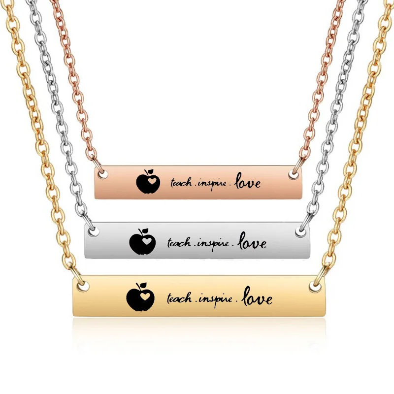 Милые ювелирные изделия бар ожерелье высокое качество выгравировано учите