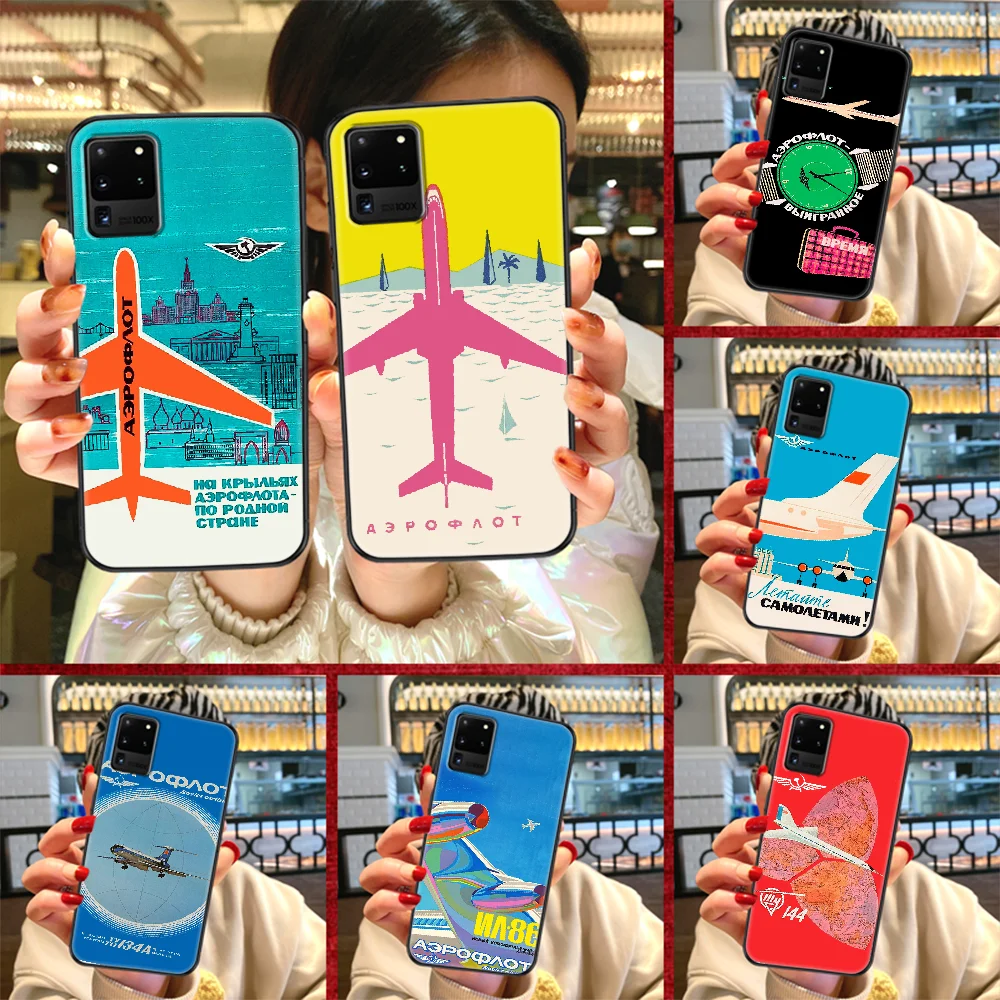 Авиационный чехол Aeroflot для телефона с русским пилотом Samsung Galaxy Note 4 8 9 10 20 S8 S9 S10 S10E