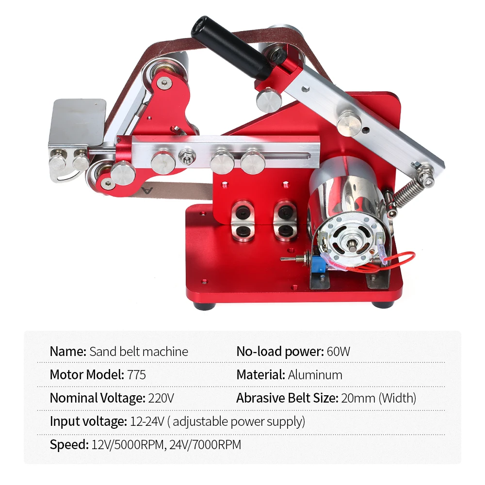 

Portable Belt Sander Machine Multifunction Sander Belt Machine 60W DIY M-775 Table Polishing Sanding Machine Belt Sanders
