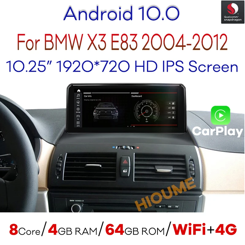 Автомобильный мультимедийный плеер Qualcomn Snapdragon с GPS для BMW X3 E83 2004 2009 Android 10 0