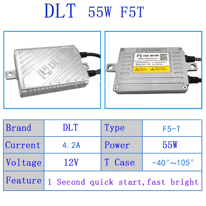 KYSQAIR Xenon 55W H7 HID Car Headlight Kit F5 Fast Start DLT HID Conversion Ballast Auto Xenon Light Bulb 5500K H1 H3 H11 D2H (5)