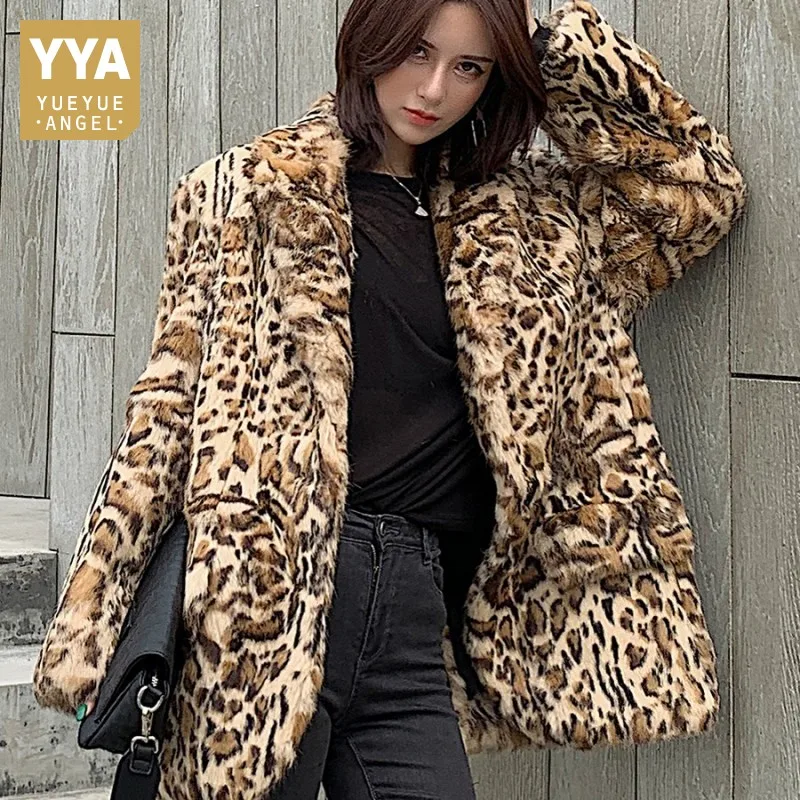 Luxury Ladies Leopard Print Real Fur 
