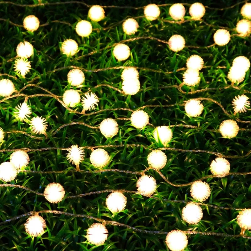 Сказочный светильник s 10 м 80LED, светильник-гирлянда, батарея, Одуванчик, волокно, Рождественская сказка, украшение для свадебной вечеринки, светильник-гирлянда s