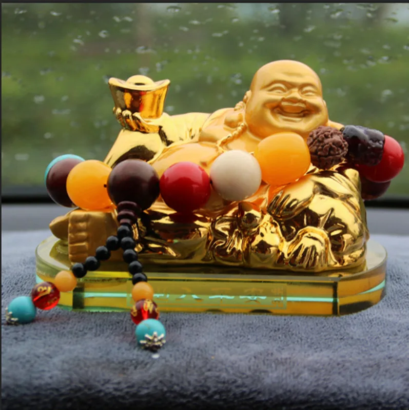 

Car Decoration Resin Maitreya Perfume Seat Upgraded Game Gold Buddha Statue Car Mounted Car Interior Accessories Pendulum