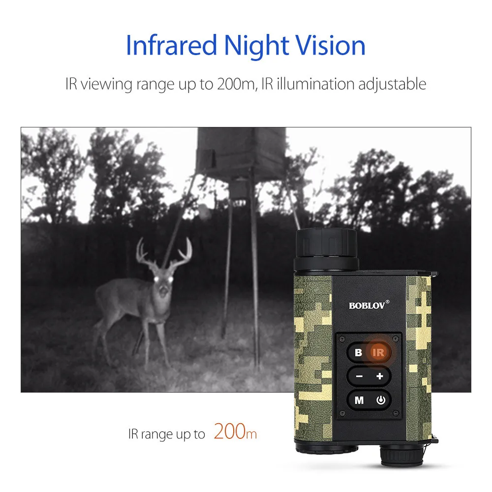Boblov LRNV009 200 м ИК Ночное видение 500 м лазерный дальномер 6xOptical зум многофункциональный инфракрасный дальномер бинокль для охоты аксессуары для игр на улице