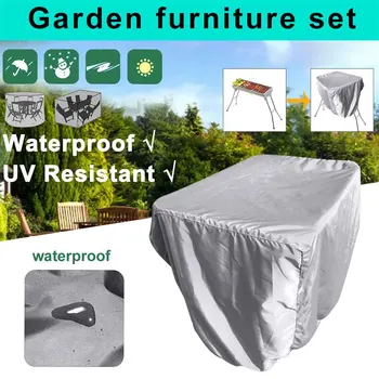 

Foldable Outdoor Waterproof Solid Windproof Durable Rectangular Table Chair Anti UV Furniture Cover Elastic Bottom Patio Garden