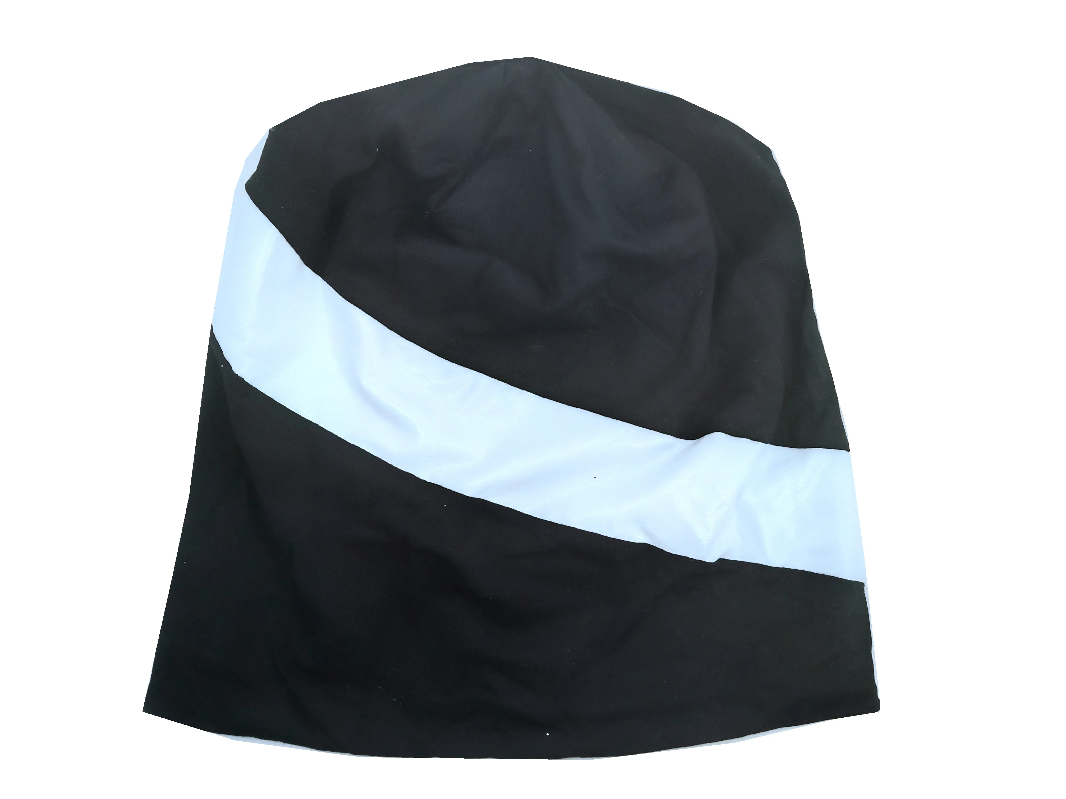 

B198017 New black and white patchwork comfortable fabric stylish lady's pullover beanie hat