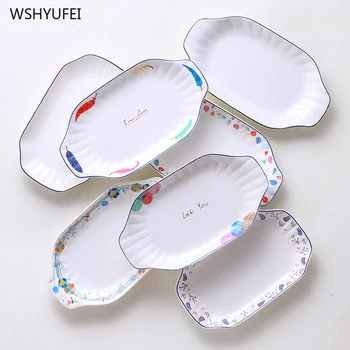 

Direct selling new ceramics creative household steamed fish western dessert Japanese food sushi dish microwave tableware