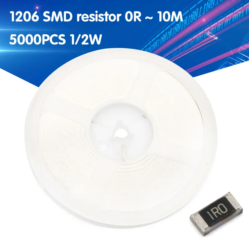 

5000Pcs 1206 0R ~ 10M SMD resistor 1/2W 0 1 10 100 150 220 330 ohm 1K 2.2K 10K 100K 0R 1R 10R 100R 150R 220R 330R ohm