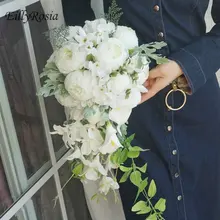 Имитация капель цветы водопад Свадебный букет церковь романтическое свадебное украшение Белая роза кружевная ручка элегантный