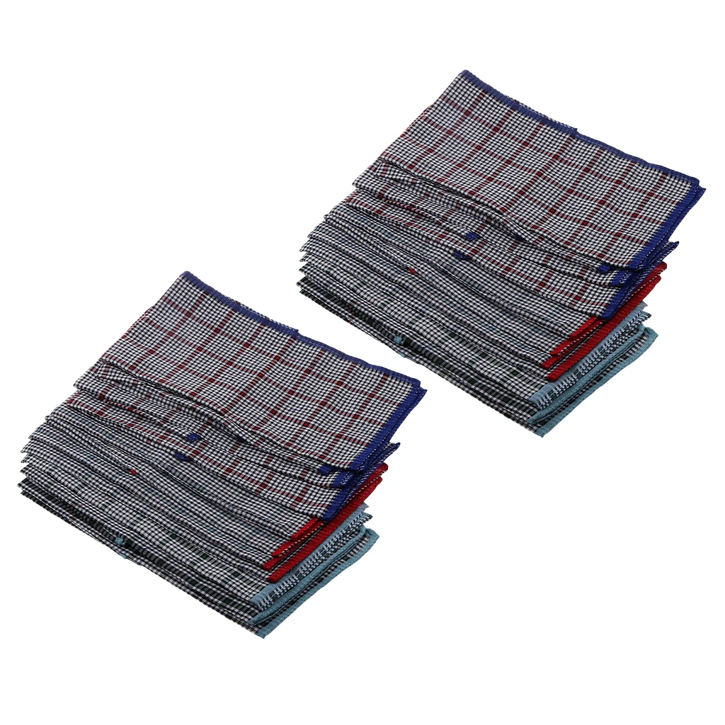 24 Pieces Pure Men Cotton Handkerchiefs Set for Men - Vintage Plaids Patterned 40 x 40 cm