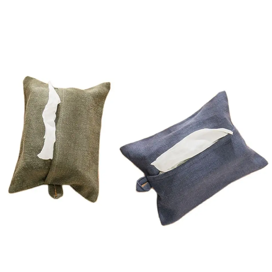 Set of 2 Hanging Napkin Holder Tissue Cloth Box Cover,Paper Towel Case Container,Ramie Cotton Fabric Storage Bag Home Decor napkin holder