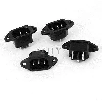 

IEC 320 AC 250V 10A C14 Male Plug 3P Screw Type Power Socket Adapter Black 4 Pcs