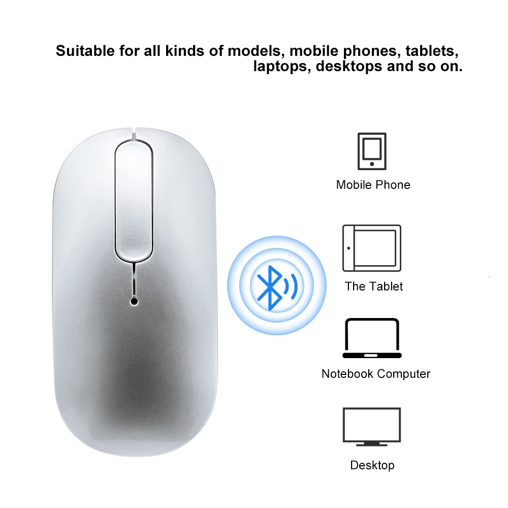 Bluetooth 4,0 Беспроводная перезаряжаемая игровая мышь 1600 dpi, эргономичная Бесшумная мышь для ноутбука, компьютера, геймера