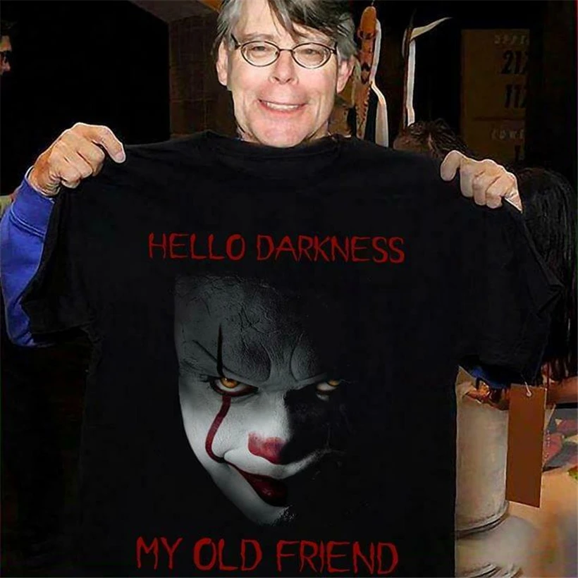 Pennywise It Hello Darkness My Old Friend T Shirt Black Cotton Men S-6Xl Large Size Tee Shirt
