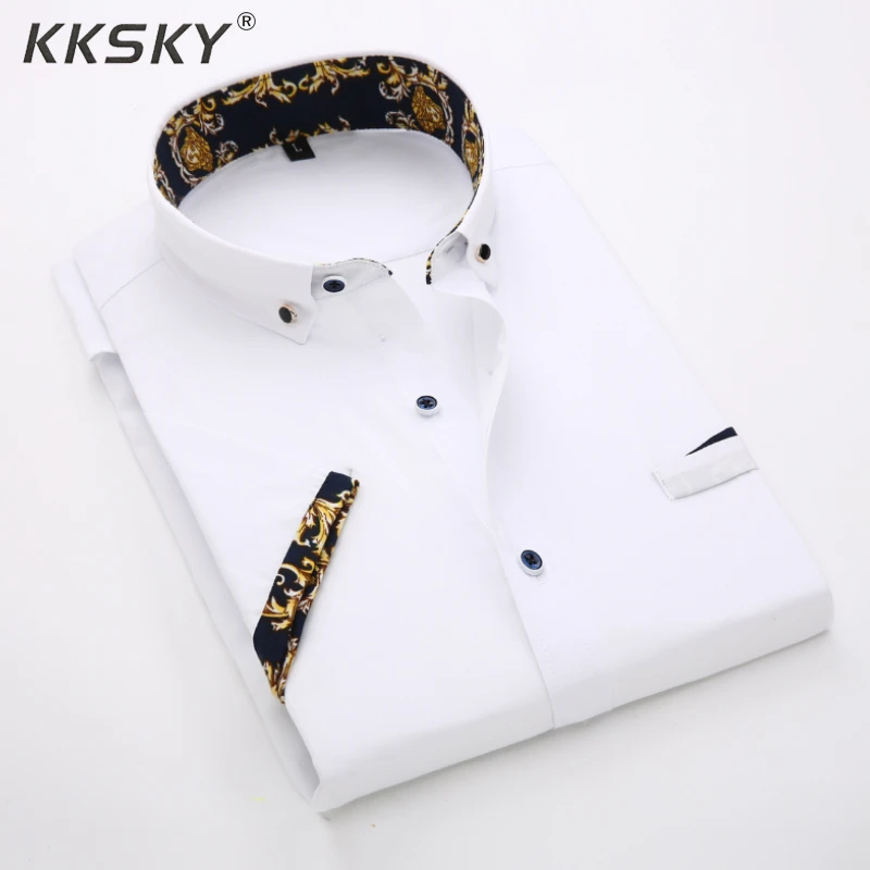 

Summer Casual Shirt Short-sleeved Shirt Men's Single-breasted Solid Color 2019 Hot Sale Shirt Short Sleeve Business For Homme