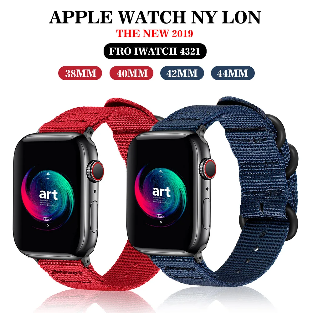 Ремешок нейлоновый для Apple Watch Series спортивный браслет петля iwatch 6 5 4 3 2 38 мм 40 42 44