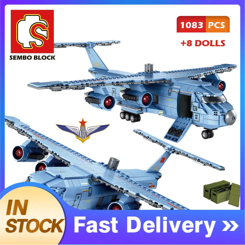 

SEMBO 105766 1083pcs Transport Aircraft Building Blocks Airplane Model Iron Blood Heavy Equipment Bricks Toys For Kid