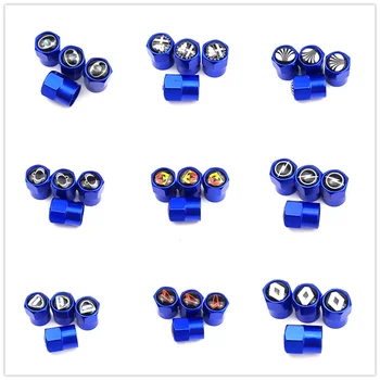 

100pcs blue Aluminum Wheel Tire Valve Caps for Volkswagen VW GOLF MAZDA Ford Bmw Alfa Romeo Skoda Kia toyota audi Chevrolet