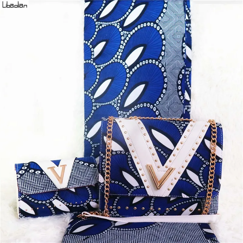 Последние качества Африканский Воск сумки набор с 6 ярдов Анкара восковая печать ткань Анкара нигерийская хлопчатобумажная ткань для женщин 3 шт./компл. G98-1