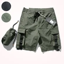 

Summer New Tooling Shorts Men's Fashion Pure Cotton Loose Thin High Elastic Quick Drying Multi Pocket Drawstring Casual Pants