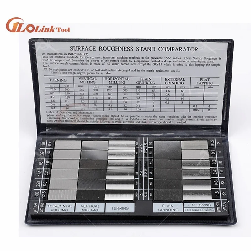 30pcs Surface Roughness Comparator Standards Composite Set Model RUG-100 Measurement Tool Gauges