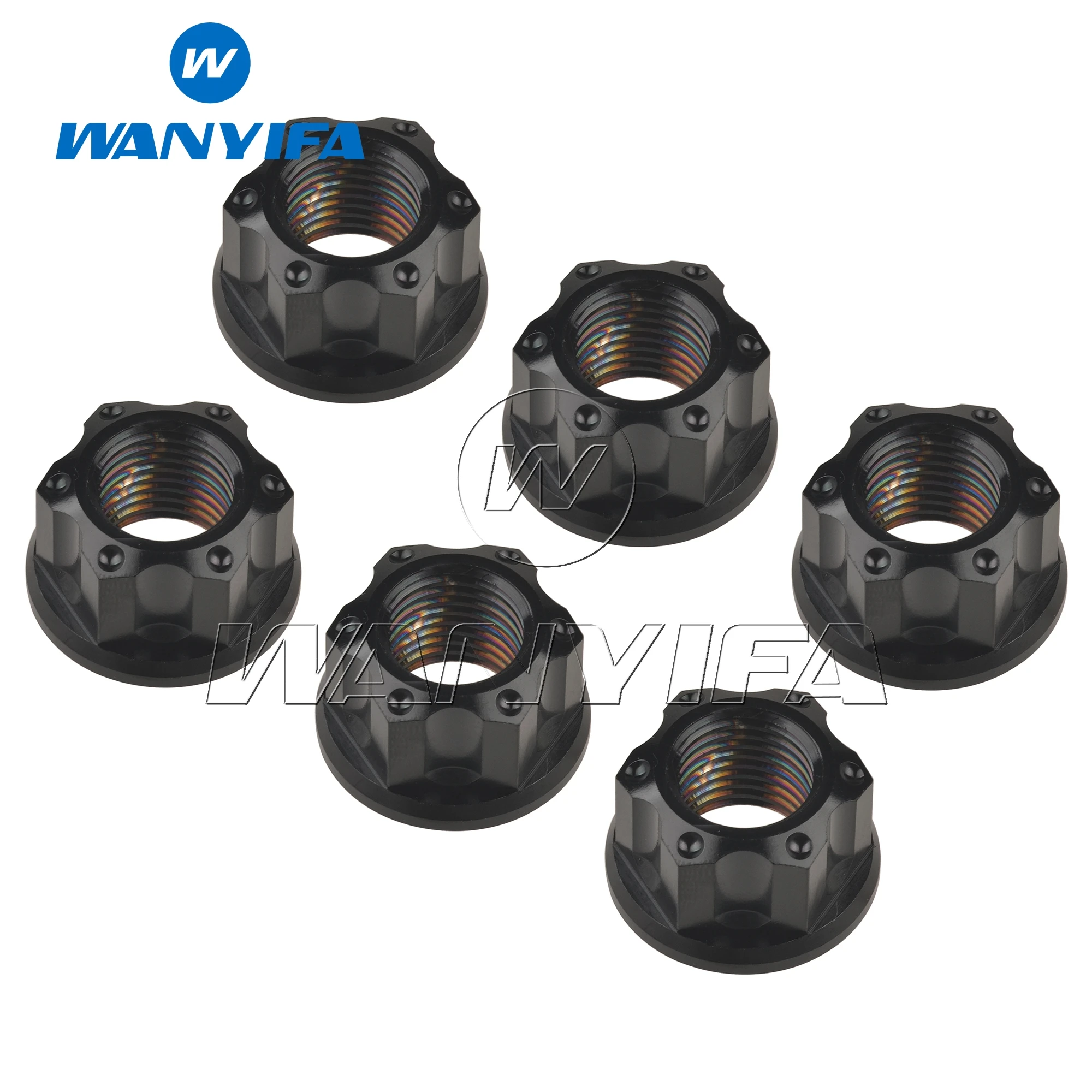 Wanyifa 티타늄 너트 M6/M8/M10/M12/M14/M16 Torx 플랜지 육각 너트 오토바이 리어 액슬 6pcs