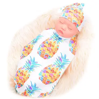 

Newest 2PCS Cute Cartoon Baby Wrap Blanket with Pointed Hat Set Infants Wrapped Towel P31B