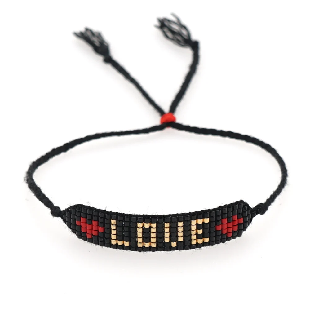 

Go2Boho Miyuki Bracelet 2020 Fashion Jewelry Gift for Girl Love Letter Pulseras Jewellery Heart Adjustable Bracelets Handmade