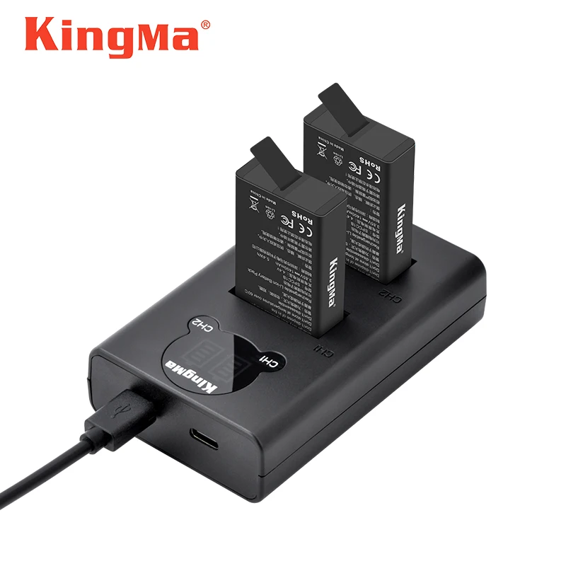 2 Pezzi Per Batteria Gopro Max + Caricabatterie Intelligente A Led Per Accessori Per Fotocamere Panoramiche Go Pro Hero 8 Max