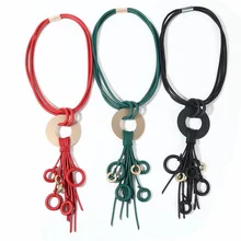 

New Long Women Necklace Circle Pendant Sweater Chains Handmade Rubber Necklaces Gothic Style Women Necklace Clothes Accessories