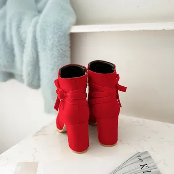 

Oversized -1 boots women shoes ankle boots for women ladies boots Bow tie with side zipper