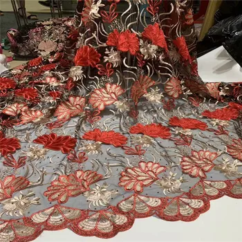 

High Quality Mesh Nigerian Lace Fabrics 2019 Tulle Embroidered African Lace Fabric Guipure French Net Lace Fabric dress 2L84-59