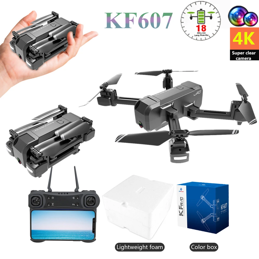  RC Mini Drone KF607 with 4K/1080P HD Dual Camera Optical Flow Selfie Quadcopter Foldable Drone VS S