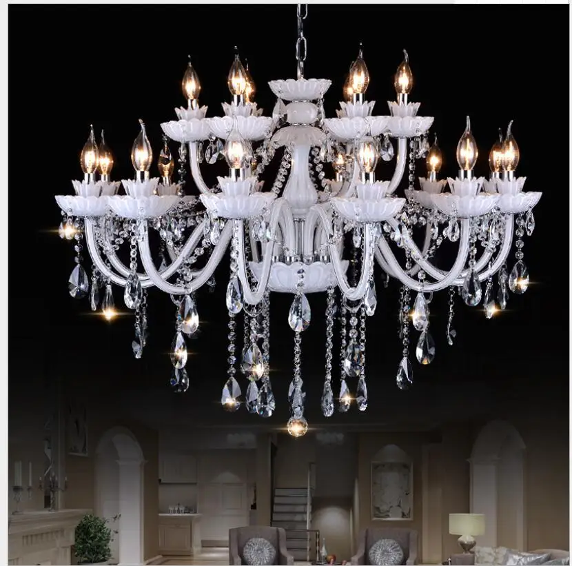 Description Picture 3 of itemEuropean White Crystal Chandeliers Nordic Modern LED Chandeliers For Living Room AC lustres de sala de cristal Home Decoration