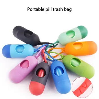 

Pill / Bone 8 Color Shit Bag Dispenser Trash Can Holder Poop Bag Set Pet Dog Trash Can Cleaning Supplies 15 Roll Trash Bags