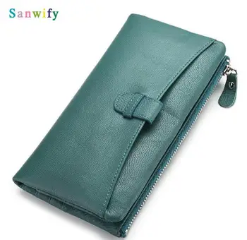 

Classic Genuine Leather Women Long Purse Cow Skin Wallet High Quality