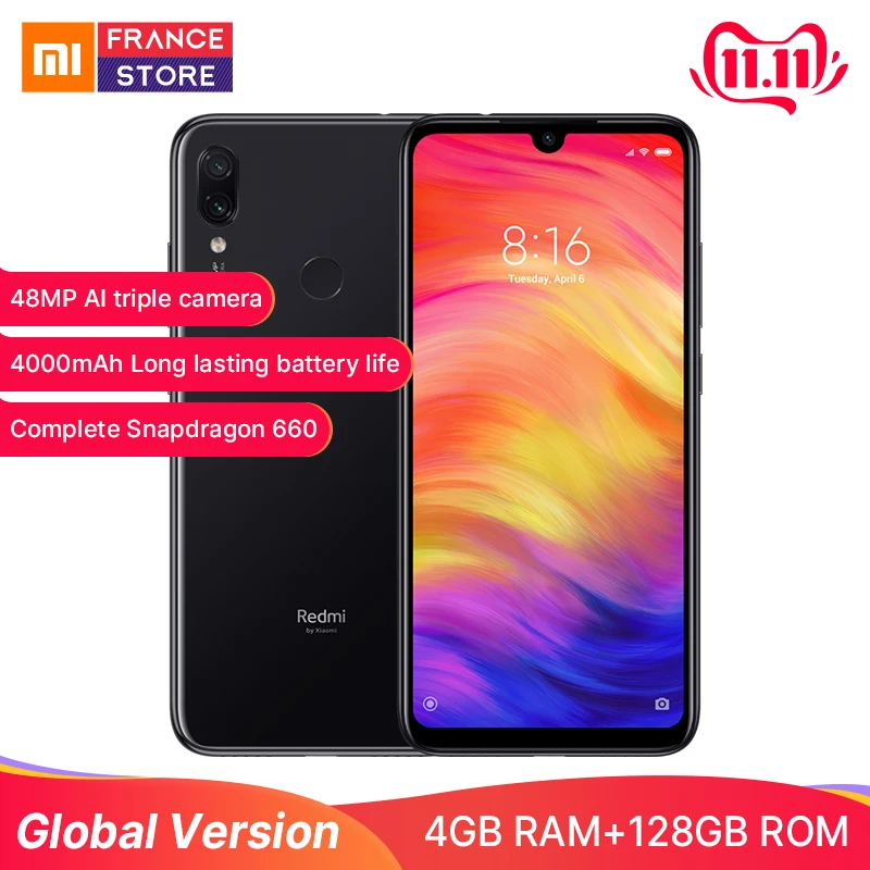 Мобильный телефон Xiaomi Redmi Note 7 с глобальной версией 4 Гб 128 ГБ Восьмиядерный