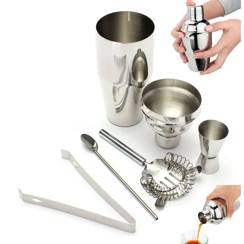 New-5Pcs 750 мл из нержавеющей стали шейкер для коктейлей Jigger бар Миксер для напитков набор инструментов
