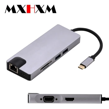 

Type-c to hdmi/vga 8IN1 all-in-one patch cord For Apple gigabit hub3.0 multifunction converter