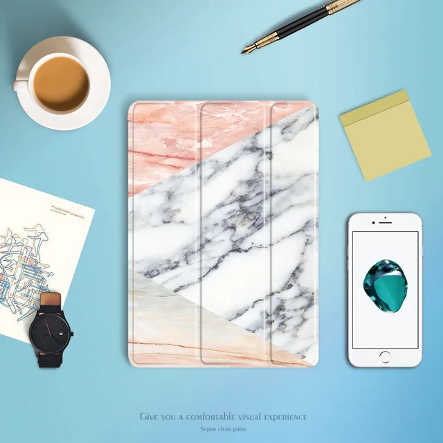 Подходит для iPad 9,7 дюймов, чехол, мраморный узор, силиконовая Мягкая задняя крышка, pu кожаный смарт-чехол для iPad 5 A1475 A1476 9,7 дюймов Чехол - Цвет: Type-C